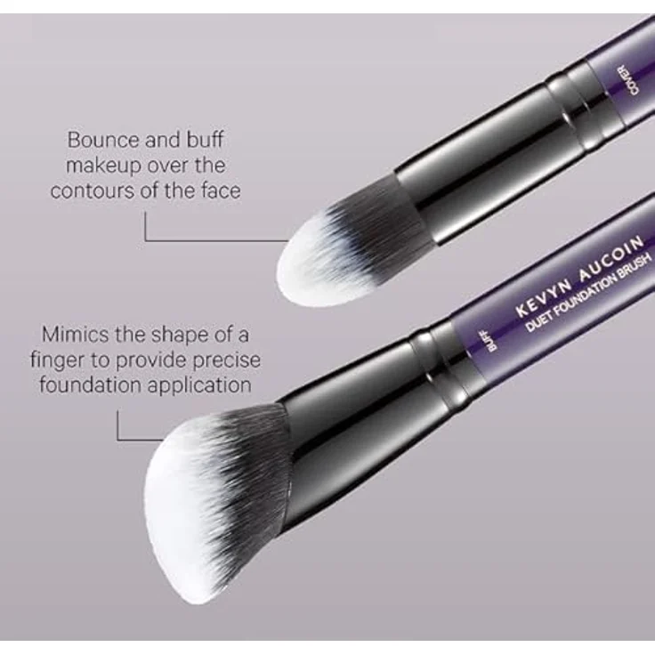 Kevyn Aucoin Women's The Duet Foundation-Pinsel, 1 Stück - Doppelendiges Design, präzise Grundierung und schonendes Verblenden, softes Kunsthaar – Bild 4