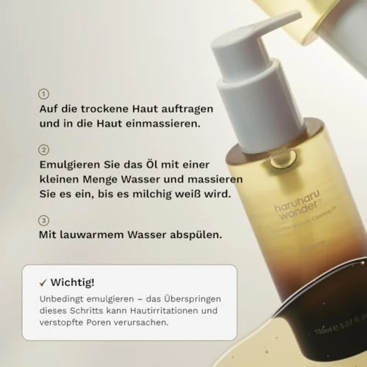 Haruharu Wonder Black Rice Moisture Öl, Gesichtsreinigung für empfindliche Haut, 150 ml, vegan, feuchtigkeitsspendend, parfümfrei – Bild 6