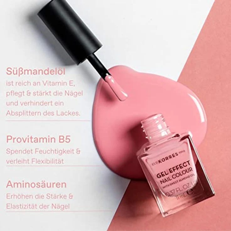 KORRES Sweet Almond Nail Colour - 74 berry addict, veganer Nagellack mit Gel-Effekt, 11 ml – Bild 4