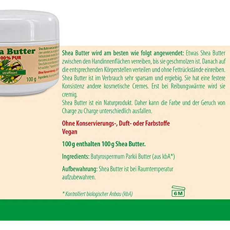 Pharma-Peter SHEA BUTTER unraffiniert und vegetarisch 100% pur, 100 g – Bild 5