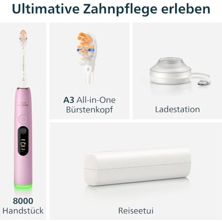 Philips Sonicare 8000 HX8311/15, elektrische Schallzahnbürste mit USB-Aufladung, verschiedenen Reinigungsmodi und Drucksensor für optimale Mundpflege – Bild 12