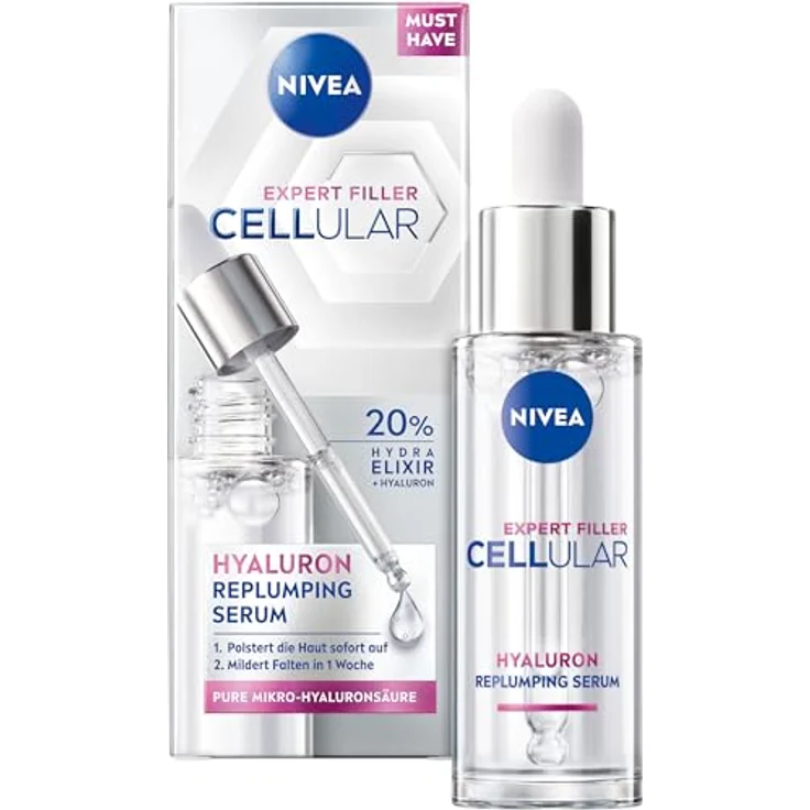 Nivea CELLULAR Expert Filler Hyaluron Replumping Serum, gegen Falten, feuchtigkeitsspendend, 30 ml – Bild 1