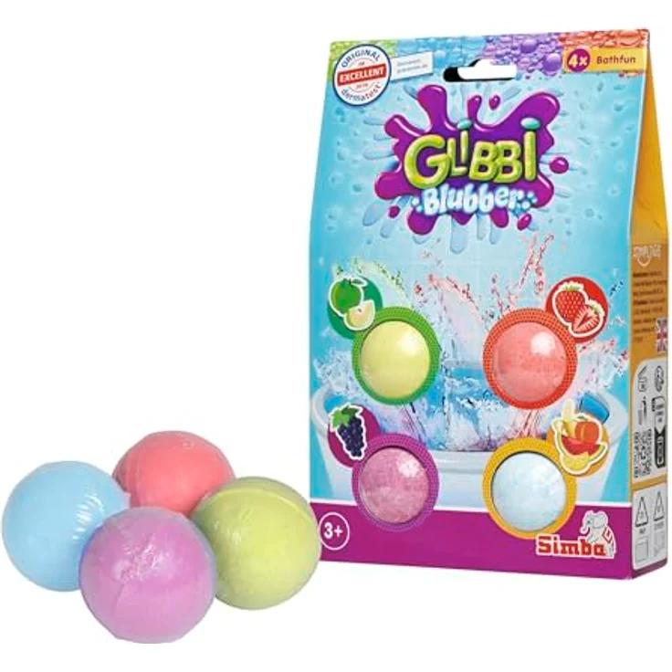 Simba Glibbi Blubber Badebomben 4er Set – sprudelnd, bunt, duftend, für Kinder ab 3, Badespaß mit Farbeffekt – Bild 6