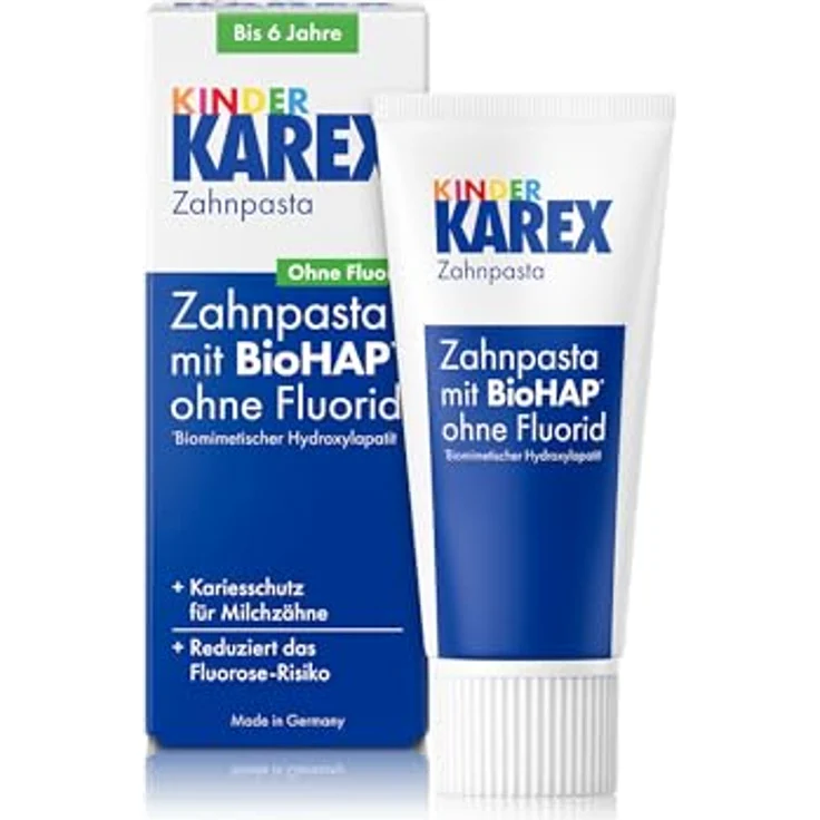Karex Kinder Zahnpasta mit BioHAP ohne Fluorid, bis 6 Jahre, 50 ml – Bild 1