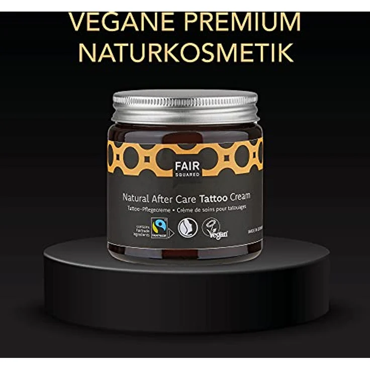 Fair Squared Vegane Natural After Care Tattoo Creme 100 ml – Naturkosmetik After Tattoo Pflege Feuchtigkeit – Fairtrade & Vegan – Tattoo Creme frisches Tattoo ohne Parabene – Bild 2