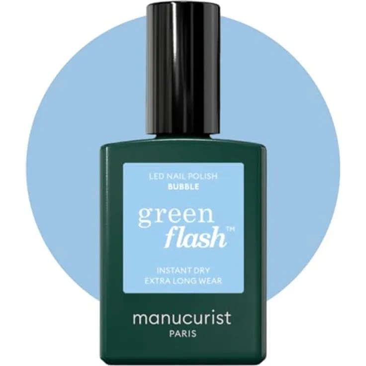 Manucurist Green Flash™ UV Nagellack Pastell Blau Bubble • Hema Free, 12-Free, Bio-basiert • Nägel Selber Machen für UV Lampe • Gel Nagellack UV 15 ml • Gel Nägel