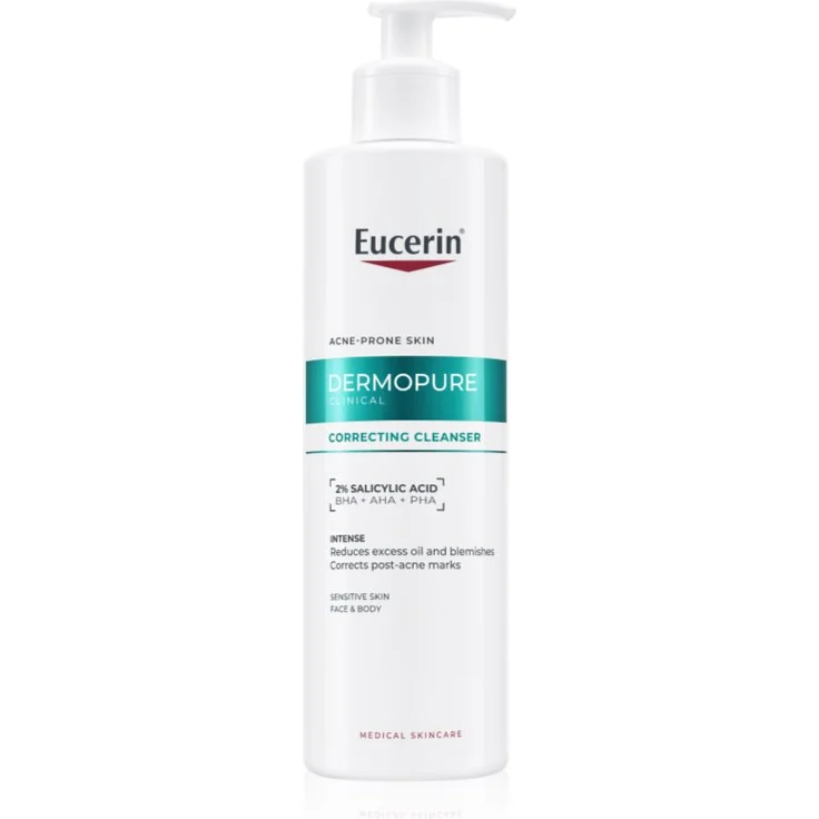 Eucerin DermoPure Clinical Correcting Cleanser, Reinigungsgel mit Peelingwirkung für Gesicht und Körper, 400 ml, für empfindliche und problematische Haut