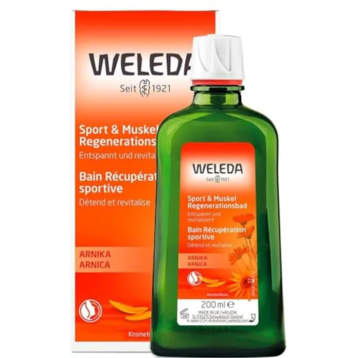 WELEDA Bio Sport & Muskel Bad - Naturkosmetik Badezusatz entspannt beanspruchte Muskeln nach dem Sport & unterstützt die Regeneration. Bade Essenz mit Rosmarin & Lavendel Duft (1x 200 ml)