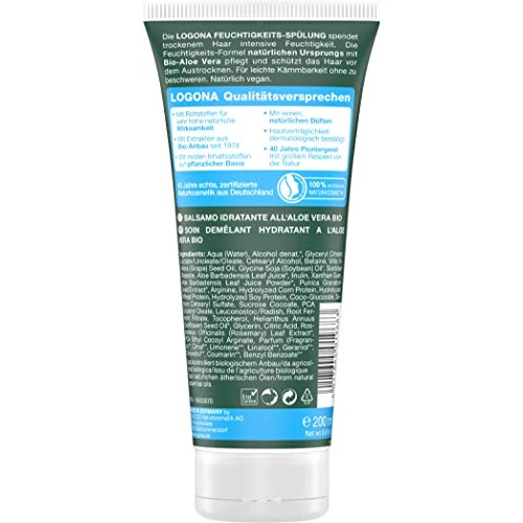 Logona Haarpflege Conditioner Feuchtigkeitsspülung Bio-Aloe Vera 200 ml – Bild 2