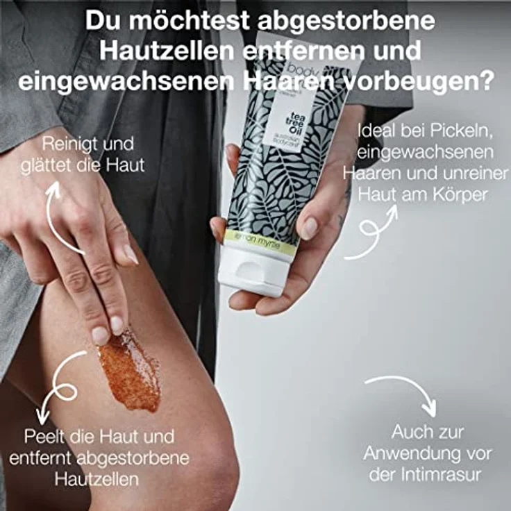 Australian Bodycare Body Scrub 200ml | Teebaumöl + Lemon Myrtle | Körperpeeling für Pickel, unreine Haut & eingewachsene Haare | Fußpeeling gegen Hornhaut – Bild 2