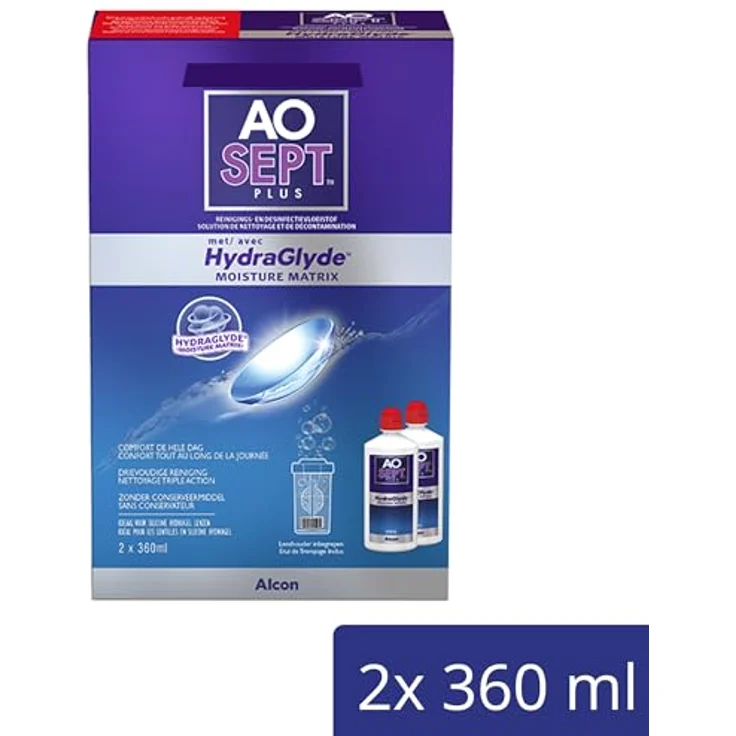 Aosept Plus mit Hydraglyde Kontaktlinsen-Pflegemittel, Vorratspackung, 2 x 360 ml - Preisvergleich – Bild 2