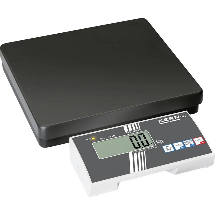 Kern Personenwaage digital, max. 300 kg, BMI-Funktion, Schwarz/Grau, rutschfeste Wägeplatte, hinterleuchtetes LCD-Display