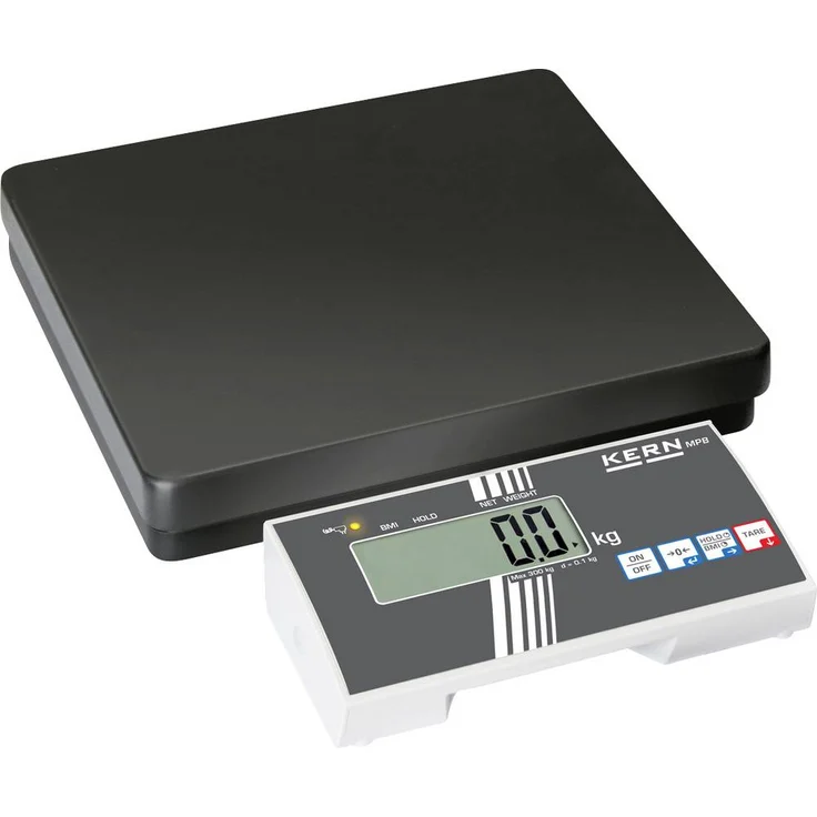 Kern Personenwaage digital, max. 300 kg, BMI-Funktion, Schwarz/Grau, rutschfeste Wägeplatte, hinterleuchtetes LCD-Display