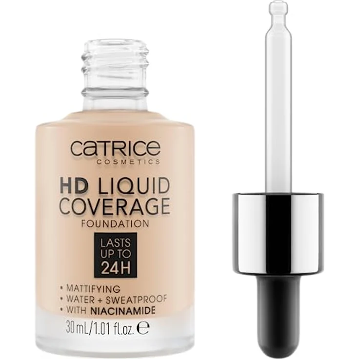 Catrice HD Liquid Coverage Foundation, Nr. 010, Nude, langanhaltend, mattierend, vegan, ölfrei, wasserfest, 3er Pack (3x30ml) – Bild 2