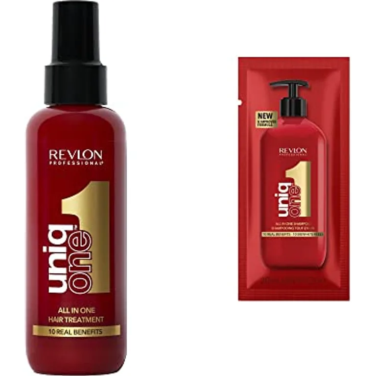 Revlon Professional UniqOne, Tiefenreparatur Maske Spray ohne Ausspülen (150 ml) + Shampoo Probe (20 ml)