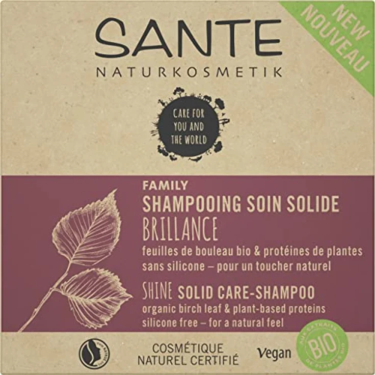 Sante Naturkosmetik Pflegeshampoo Solider Glanz, mit Birkenblätter & pflanzlichem Eiweiß, 60 g – Bild 2