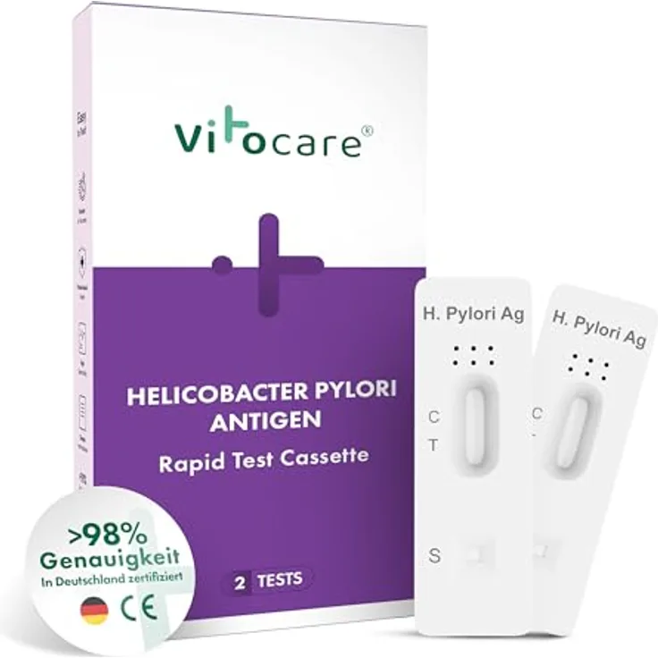 Vitocare Helicobacter Pylori Testset, 2 sterile Stuhltests mit schneller Ergebnisermittlung nach 10 Minuten