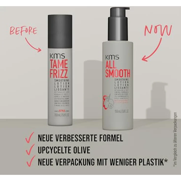 KMS ALLSMOOTH Smoothing Lotion, Anti-Frizz Pflege für feines bis starkes Haar, 150ml, vegane Formel, mit upgecycelter Olive, ohne Silikone – Bild 3