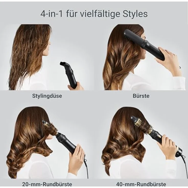 Rowenta Express Style CF6330F0, Warmluftbürste mit 800 Watt Leistung, 3 Betriebsstufen und Aufsatz für Wellen und glättende Bürste – Bild 6