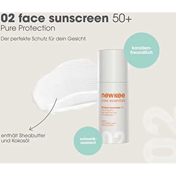 newkee Gesicht Sonnencreme LSF 50+ (30 ml), Sonnencreme mit Sofort Schutz, Vegan – Bild 3