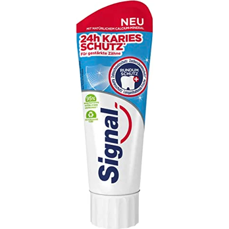 Signal Zahnpasta 24h Kariesschutz, Zahnpflege mit natürlichem Calcium-Mineral für Rundumschutz, 75 ml