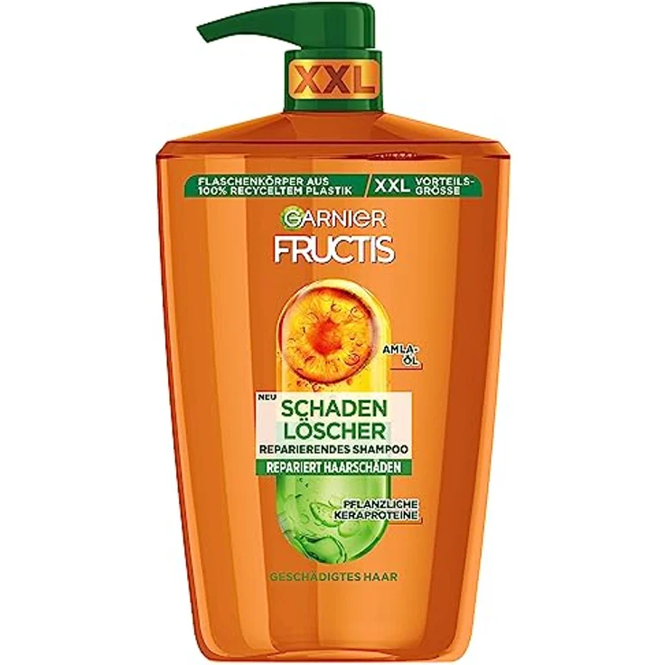Garnier Fructis Schadenlöscher reparierendes Shampoo für geschädigtes Haar XXL, Mit Amla-Öl und pflanzlichen Keraproteinen für weniger Spliss, Maxi Format, 1000ml – Bild 1