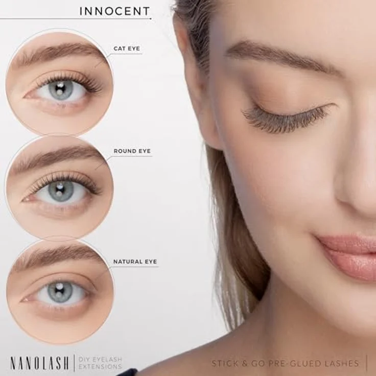 Nanolash Pre-Glued Wimpernbüschel, Selbstklebende Büschelwimpern für DIY Wimpern Extensions, 36 Stück, natürliche Haltbarkeit (INNOCENT) – Bild 3