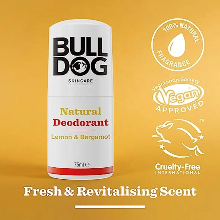 BULLDOG SKINCARE - Zitrone und Bergamotte Roll On Natural Deodorant für Männer, 75 ml, 24-Stunden-Geruchsschutz, veganes Produkt, kein Flecken – Bild 2