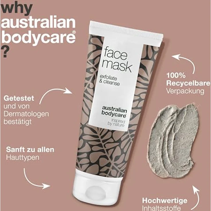 Australian Bodycare Tea Tree Oil Gesichtsmaske, 100 ml, reinigend mit Tonmineralien für Herren – Bild 4