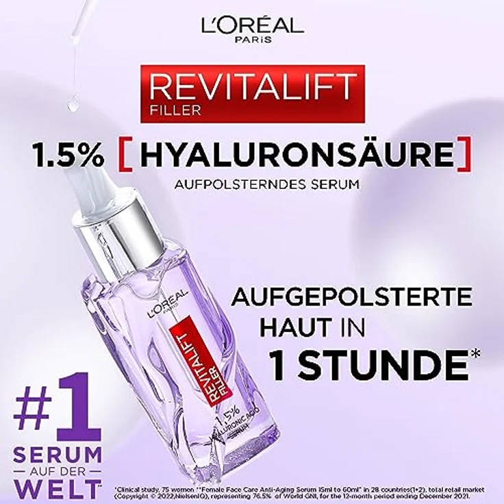 L'Oréal Paris Revitalift Filler Aufpolsterndes mini Serum für Frauen: 1,5% Hyaluronsäure, 15ml – Bild 2