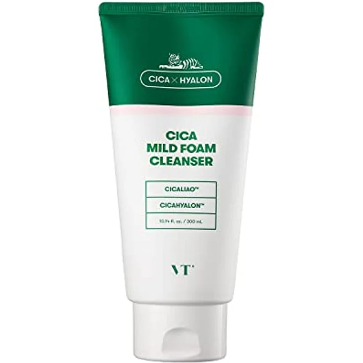 VT Cosmetics Cica Mild Foam Cleanser, sanfte Gesichtsreinigung mit Feuchtigkeitsspendender Wirkung, 300 ml – Bild 1
