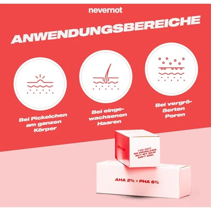 NeverNot Peeling Solution, 50 ml: Chemisches Peeling mit AHA 2% + PHA 6%, Für den ganzen Körper, Bekämpft Pickel, Mitesser und unreine Haut, Sanft und hydratisierend – Bild 3