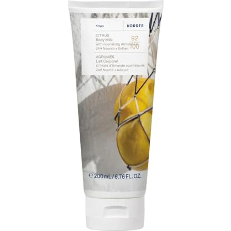 KORRES CITRUS Bodymilk, 200 ml mit pflegendem Mandelöl, frischem Zitronen-Bergamotte Duft, 24h Pflege, vegan, silikon- und parabenfrei – Bild 1