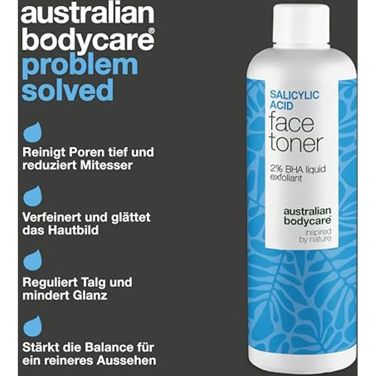 Australian Bodycare Salicylsäure Peeling Toner mit 2% Salicylsäure, Glykolsäure, Zink & Panthenol gegen Pickel, verstopfte Poren & fettige Haut – Bild 3