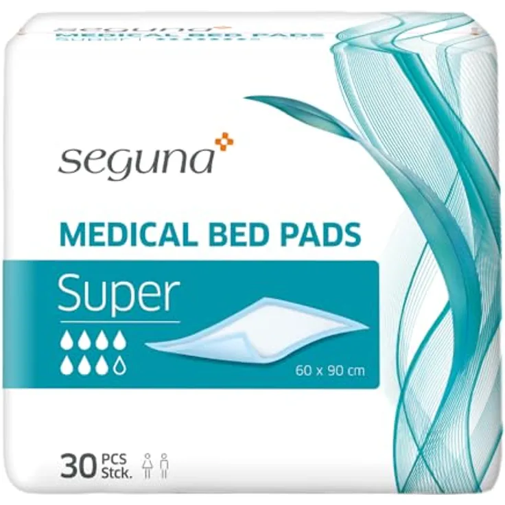 SEGUNA Medical Bed Pads, Schutzunterlage Super, 60x90 cm, 30 Stück, hohe Saugleistung 1.070 ml, ideal für Bett und Sitzflächen