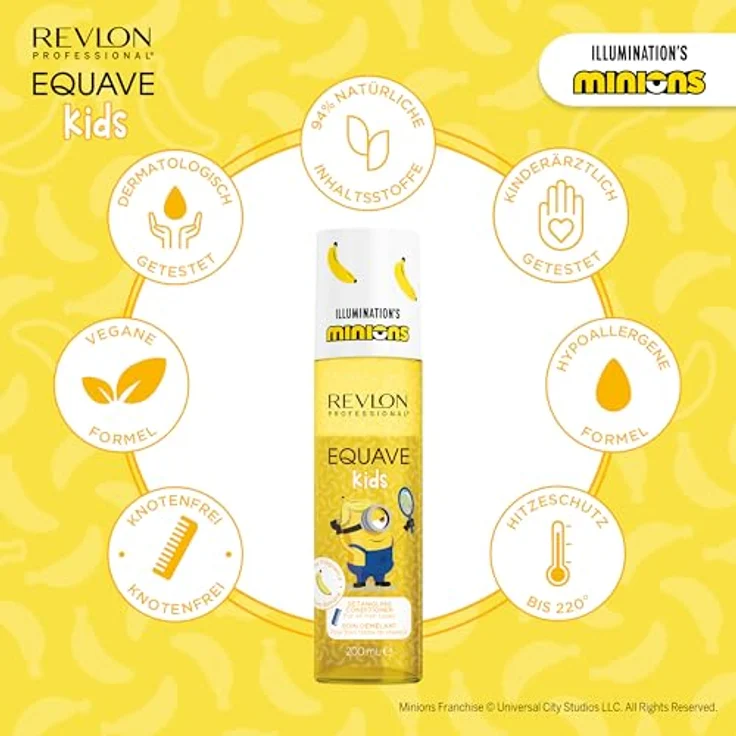 REVLON PROFESSIONAL Equave Kids MINIONS entwirrendes Conditioner-Spray 200 ml, vegan, Hitzeschutz bis 220 °C, Bananenduft, Leave-in für alle Haartypen – Bild 4