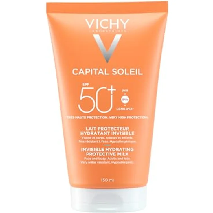 Vichy Capital Soleil Sonnenschutz-Milch LSF 50+, 150 ml - Hochwirksamer Sonnenschutz für empfindliche Haut, wasserfest