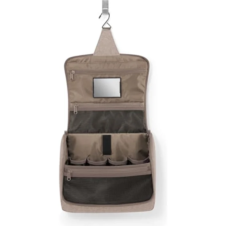 REISENTHEL® toiletbag XL herringbone mokka, großzügige Kosmetiktasche mit Haken, wasserabweisend, 4l Volumen – Bild 3