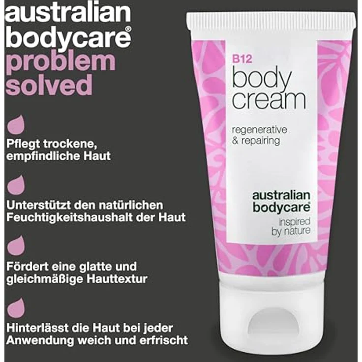 Australian Bodycare Vitamin B12 Body Cream, feuchtigkeitsspendende Pflege für trockene & empfindliche Haut mit Ectoin & Allantoin – Bild 3