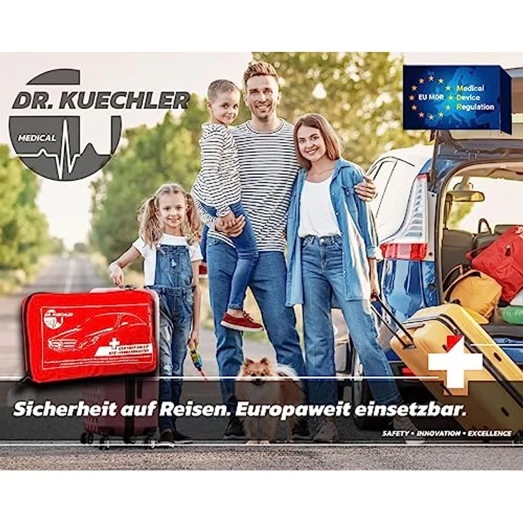 DR.KUECHLER MEDICAL KFZ Verbandstasche, vollständiges Erste Hilfe Set gemäß DIN Norm 13164, gültig für 2024, auto- und europatauglich, benutzerfreundlich – Bild 5