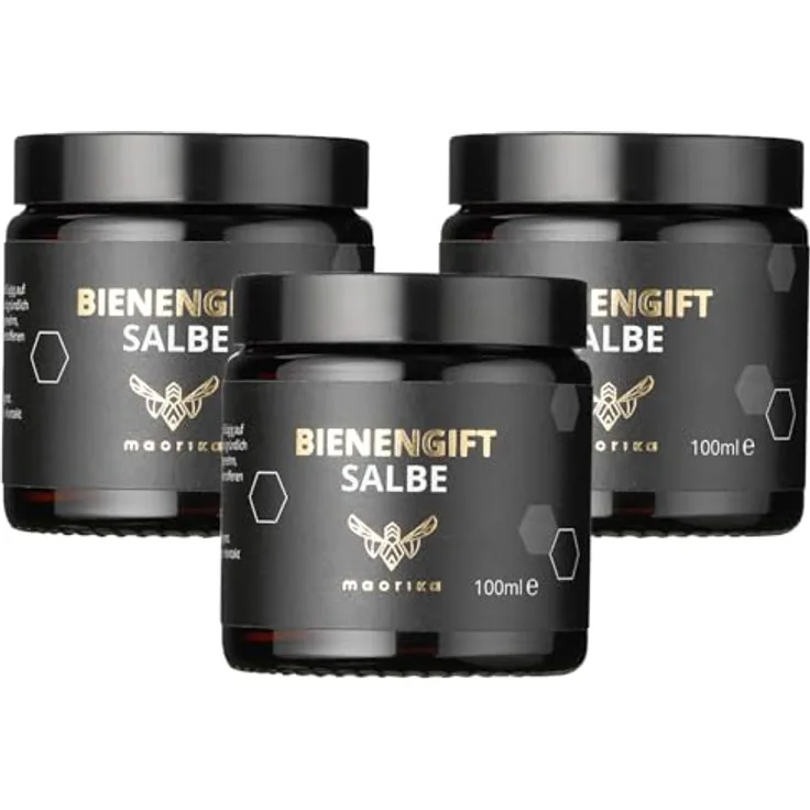 maorika Bienengiftsalbe mit Manukaöl, hochdosierte Bienengiftcreme mit Kühlung, Shea Butter, Eukalyptus & Aloe Vera, 3x 100ml Sparpaket