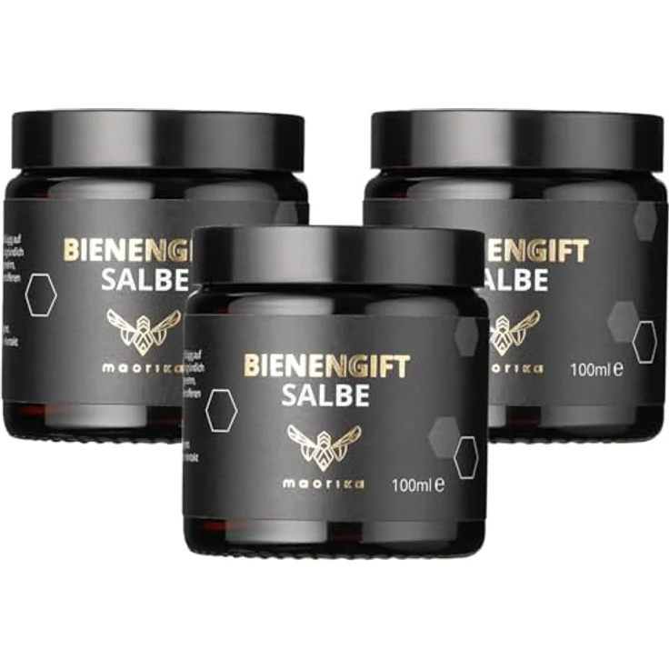 maorika Bienengiftsalbe mit Manukaöl, hochdosierte Bienengiftcreme mit Kühlung, Shea Butter, Eukalyptus & Aloe Vera, 3x 100ml Sparpaket – Bild 1