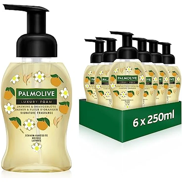 Palmolive Seife Luxury Foam Jasmine & Orangenblüte 6x250ml - Schaumseife für die sanfte Reinigung der Hände – Bild 1