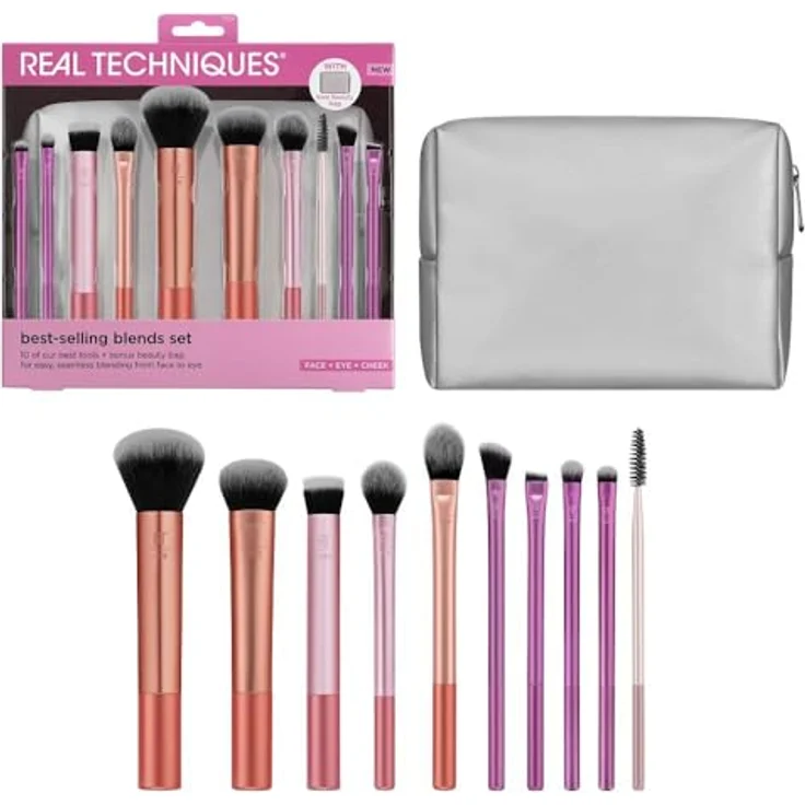 Real Techniques Best Selling Blends Set, 11-teiliges Pinselset mit Kosmetiktäschchen für präzises Make-up – Bild 3