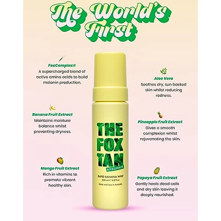 The Fox Tan - Rapid Banana Whip - Bräunungsbeschleuniger ohne Selbstbräuner, Melanin Booster für Gesicht und Körper, für Sonne und Solarium, 200 ml – Bild 3