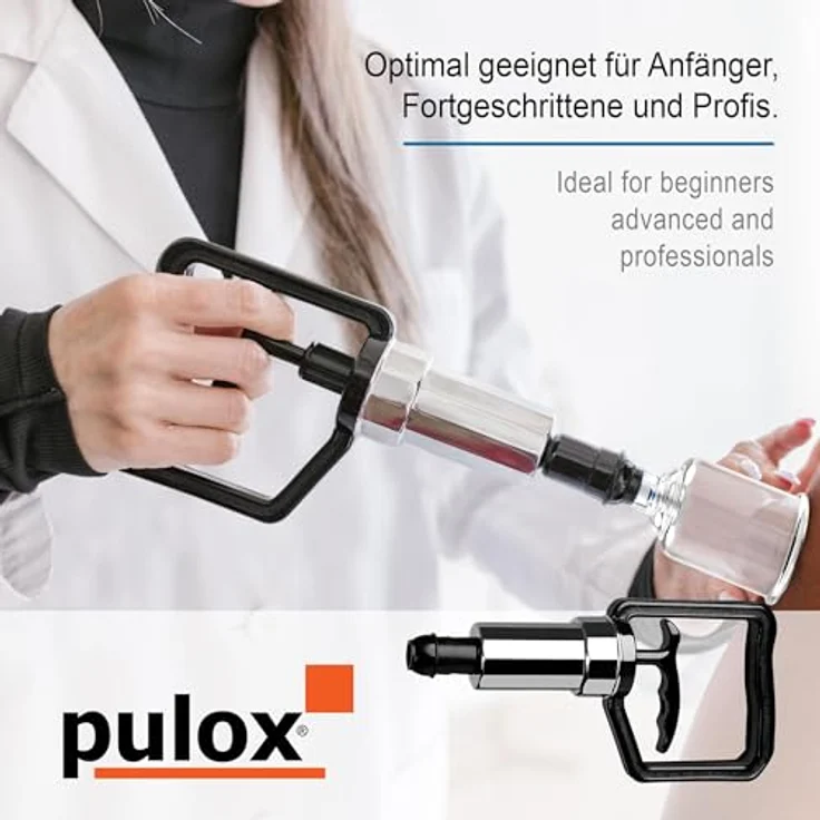 pulox Vakuum-Massager Vakuum-Pumpe, ergonomisch mit rutschfester Gummispitze, Ersatzteil für Schröpfgläser-Koffer-Set – Bild 6