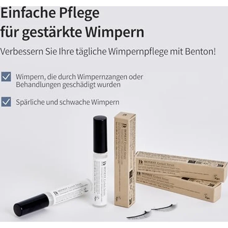 Benton HONEST Wimpernserum, koreanisches Wimpern- & Augenbrauenwachstumsserum mit Hyaluronsäure und Peptiden, 10 ml – Bild 2