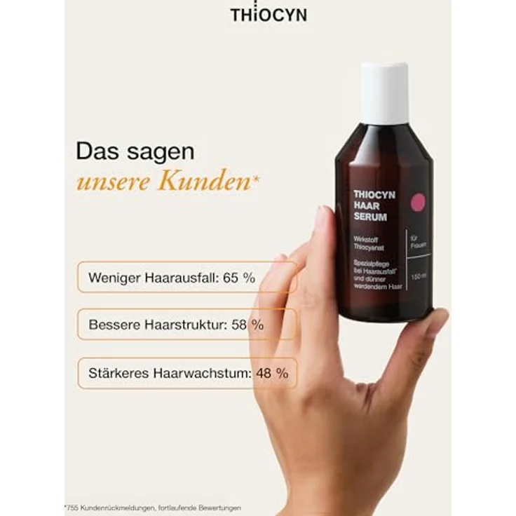 Thiocyn Haarserum gegen Haarausfall Frau 3 x 150 ml - Haarwachstum beschleunigen mit Thiocyanat, Biotin & Riboflavin - Spezialpflege bei Haarausfall* - Vegan – Bild 4