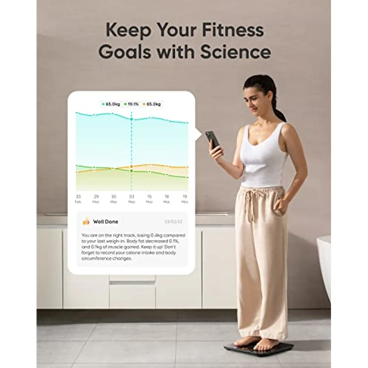 eufy Wi-Fi Fitness Tracking Smart Scale P3, Digitale Personenwaage mit 16 Messungen, Herzfrequenz, BMI und 3D Virtual Body Mode, Bluetooth, Schwarz – Bild 5