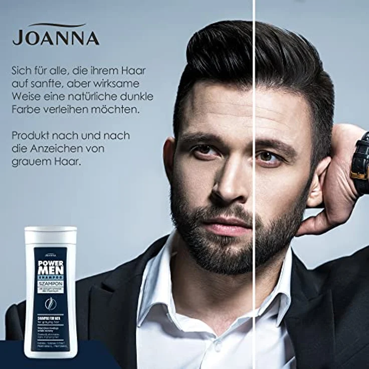 JOANNA Power Man Shampoo zur Entfernung Grauer Haare für Männer - Mit Guarana und Provitamin B5 - 200 ml – Bild 3
